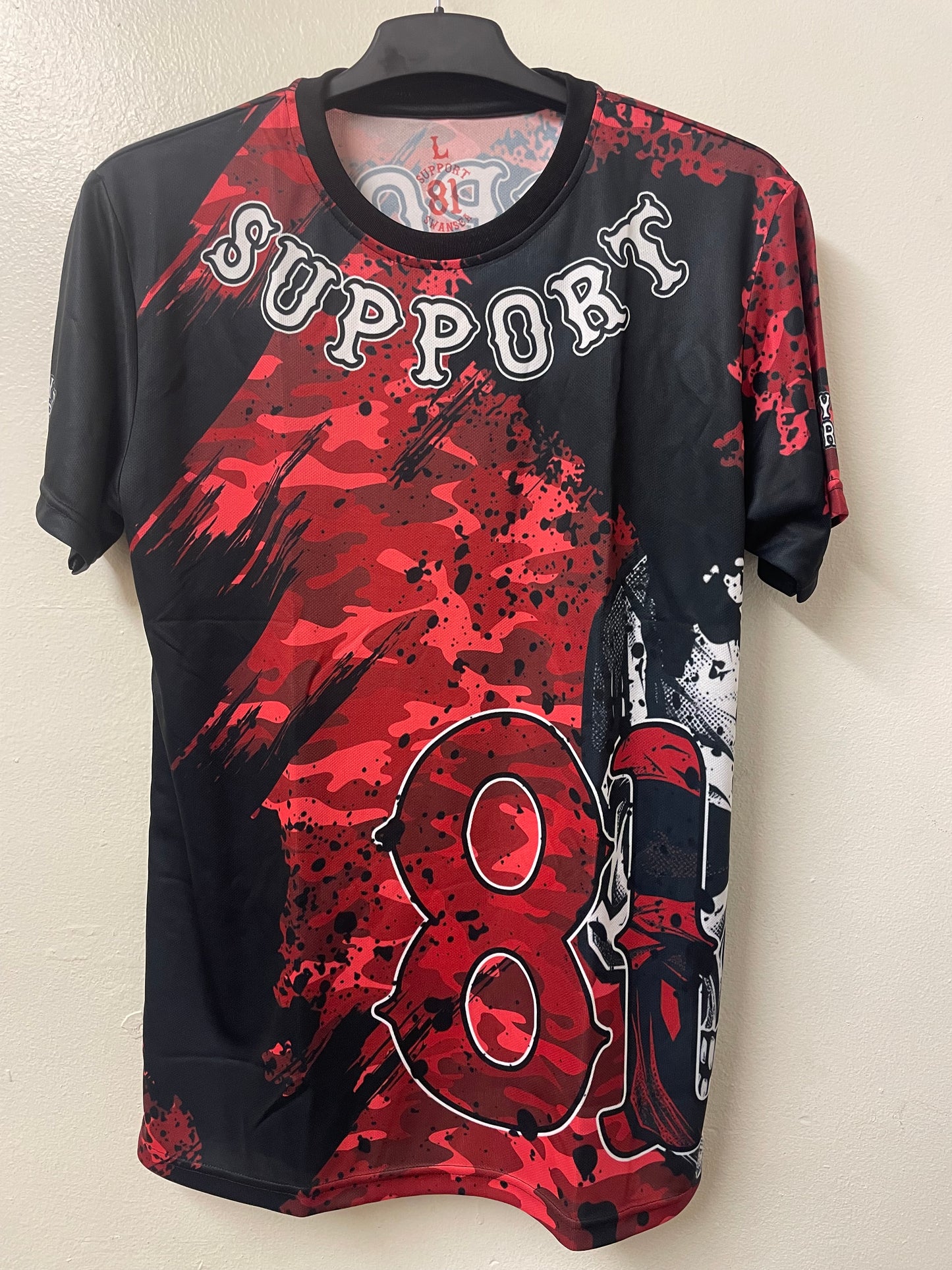 Red and black support 81 T-shirt