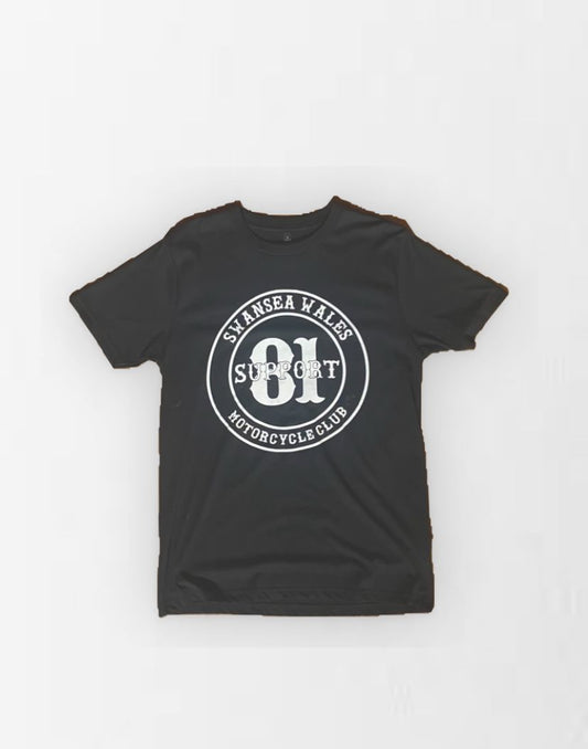 Swansea Support 81 T-shirt in Black with white logo